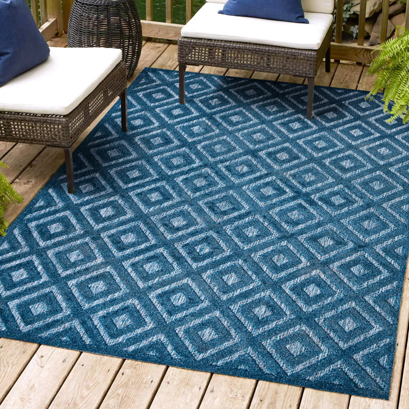 Tapis intérieur / extérieur Portmany Neutral Diamond Trellis, Rectangle 3 pi 1 po x 5 pi