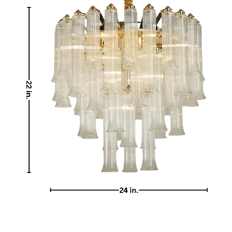 Celesta Flute 24 Inch Round Glass Chandelier, 10 lumières, 22.1" H x 24.4" W x 24.4" D