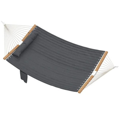 Hamac d'extérieur pour 2 personnes avec coussin et coussin, capacité de 440 lb, gris