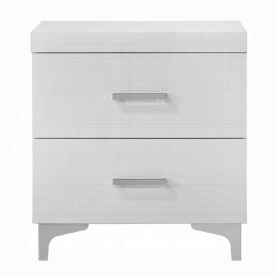 Modern Contemporary Bedroom Furniture Nightstand Of 2X Drawers Metal Legs Wooden 1Pc