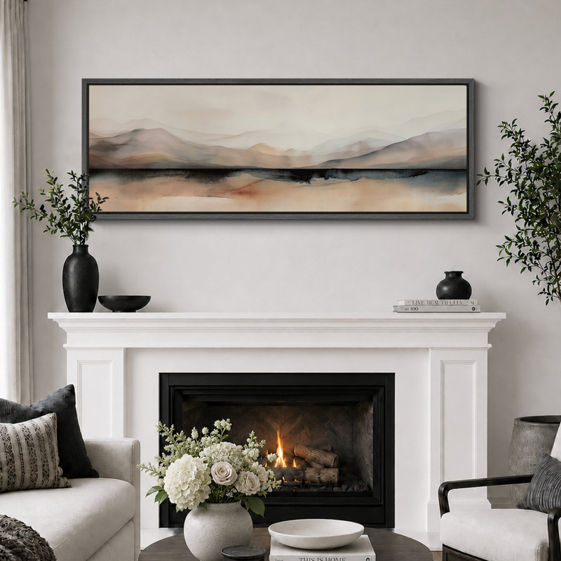 «Minimal Landscape Abstract Mountain Hues Minimalist Landscape», reproduction d'art sur toile, H 20 po x l 60 po