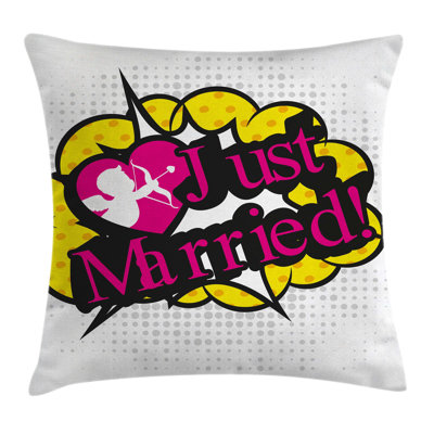 Ambesonne Retro Pop Art Cupid Married Square Pillow Cover