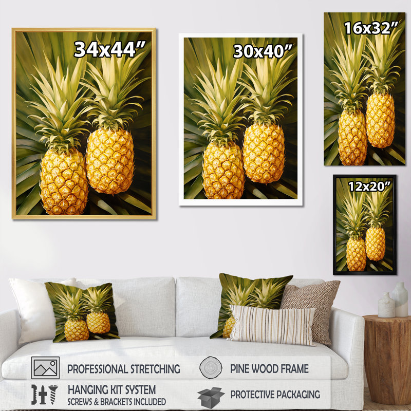 Pinapple Golden Grove III sur toile, H 32 po x l 16 po x P 1 po, Toile tendue