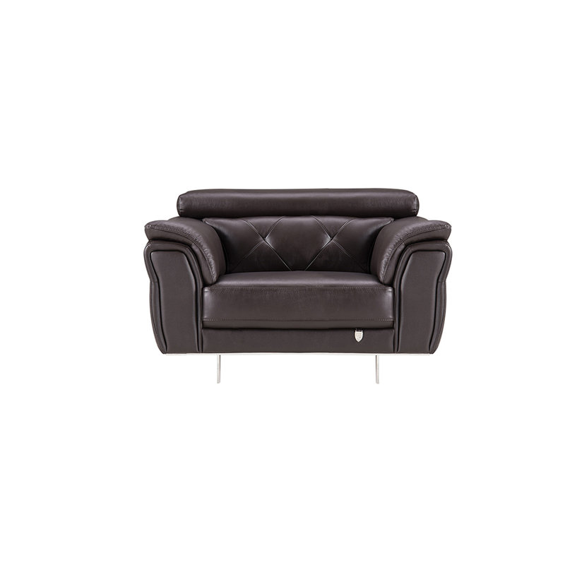 Fauteuil club Barrackville, Cuir véritable chocolat
