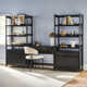 Jorah 3-Piece Transitional Writing Desk With 2 Wide Bookcases