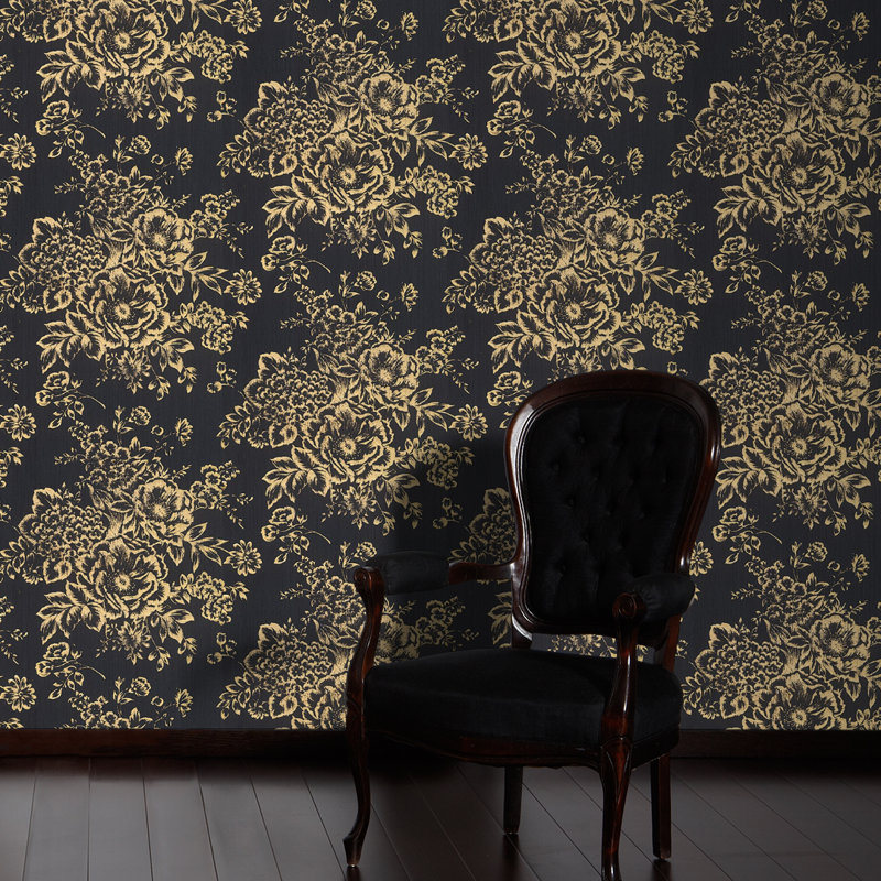 10.05m x 53cm Wallpaper, Metallic/Black