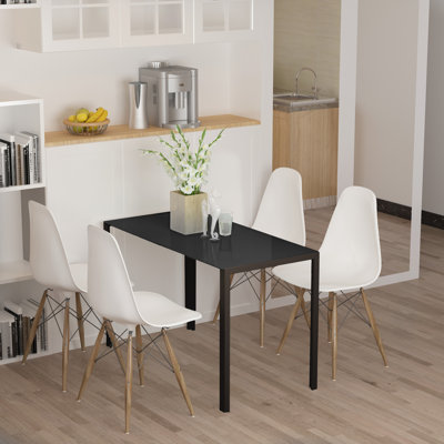 Dilaver Glass Top Metal Base Dining Table