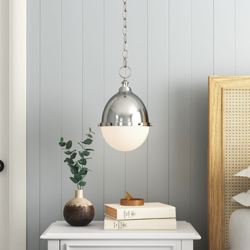 Luminaire suspendu en forme de globe à 1 lumière Haley, 24,63" H x 17,5" L x 17,5" D, Nickel poli