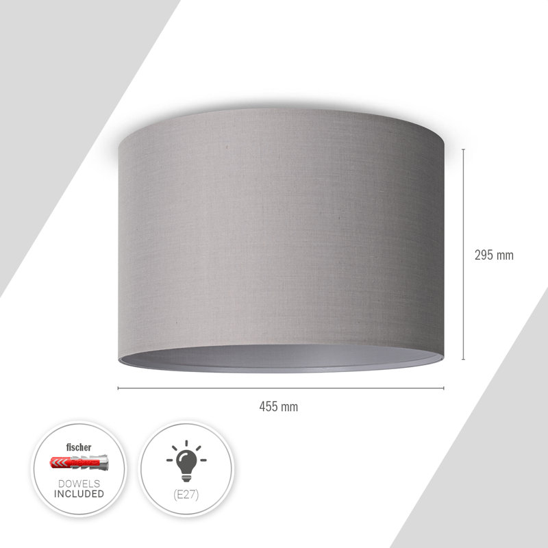McLellen Fabric Flush Ceiling Light, Grey