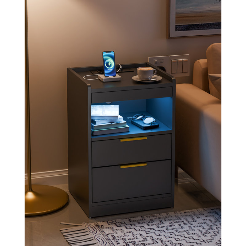 40cm W Bedside Table, Black