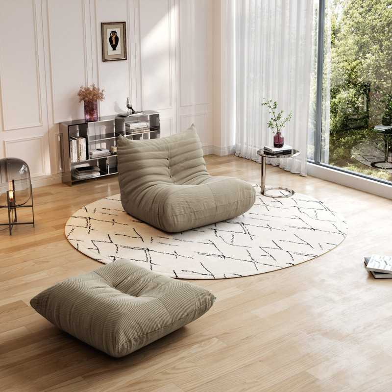 Compression Fireside Chair Bean Bag Chair Lazy Floor Sofa, Armless Foam Sofa Lounger Tatami Recliner Sofa For Living Room Bedroom Dorm Office