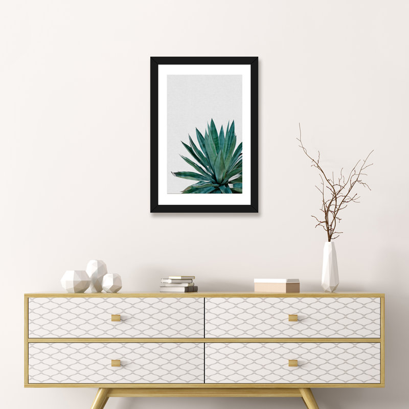 « agave cactus »-impression photographie, H 32 po x l 24 po x P 1 po, Papier avec cadre noir