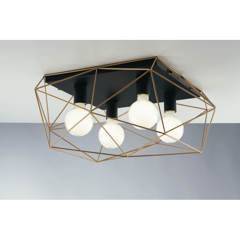 Confucius Flush Mount, Black, Gold
