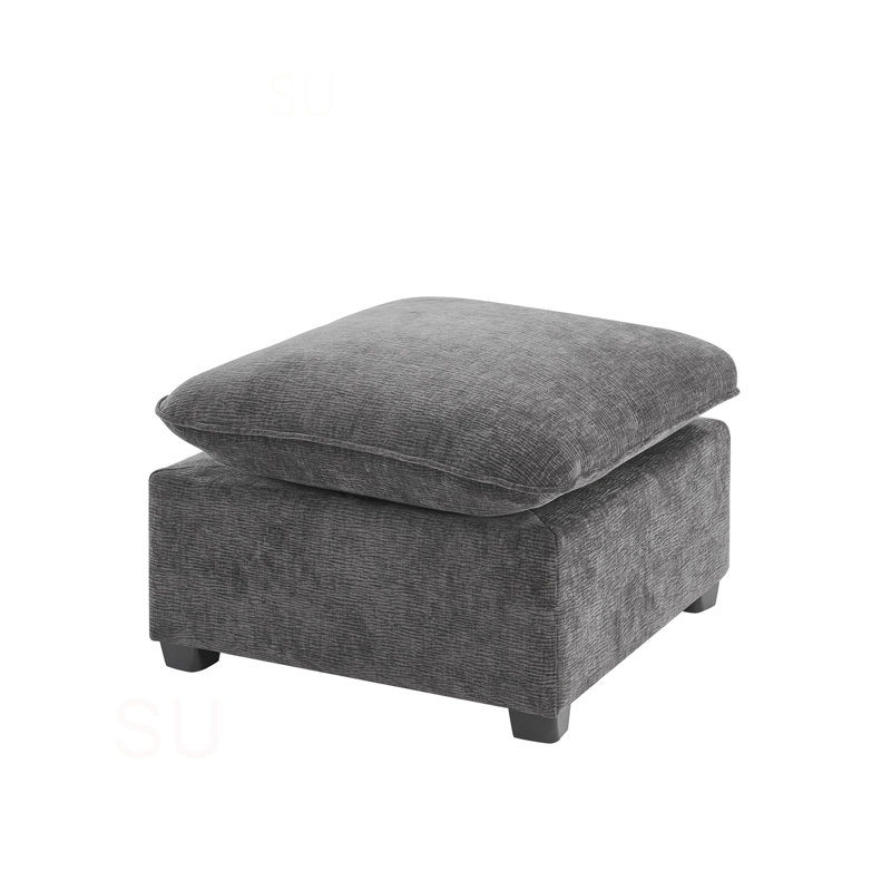 26*26" Ottoman Module For Modular Sectional Sofa,Wide Seat,Chenille,2 Colors, Dark Gray