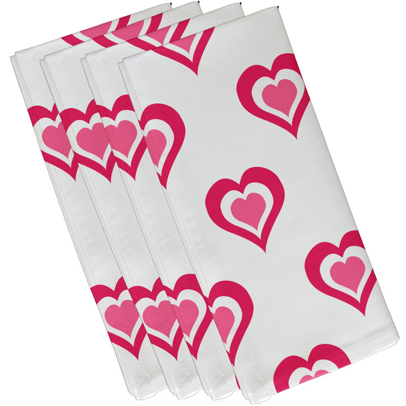 Ensemble de serviettes 4 pièces Saint-Valentin, L 18 po x L 18 po, Fuchsia