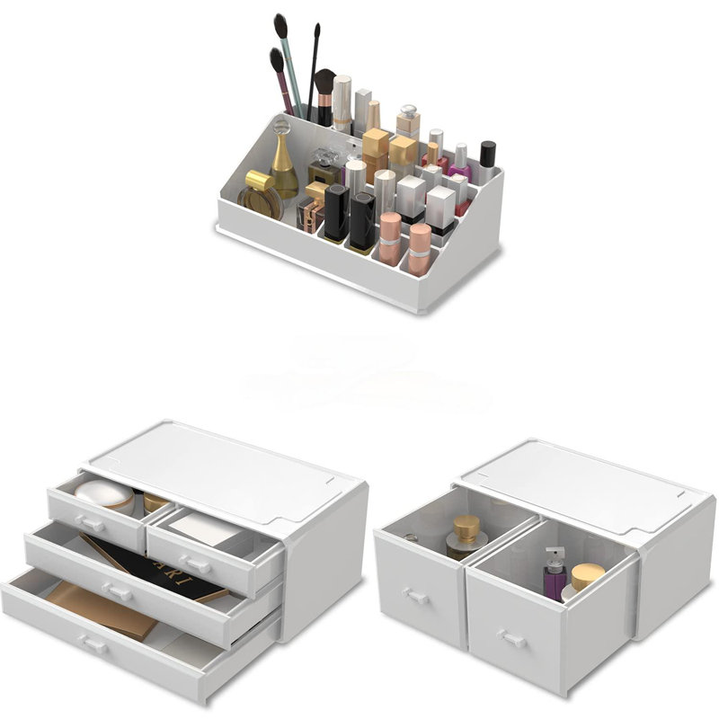 Étui de rangement pour maquillage 3 pièces avec 6 tiroirs