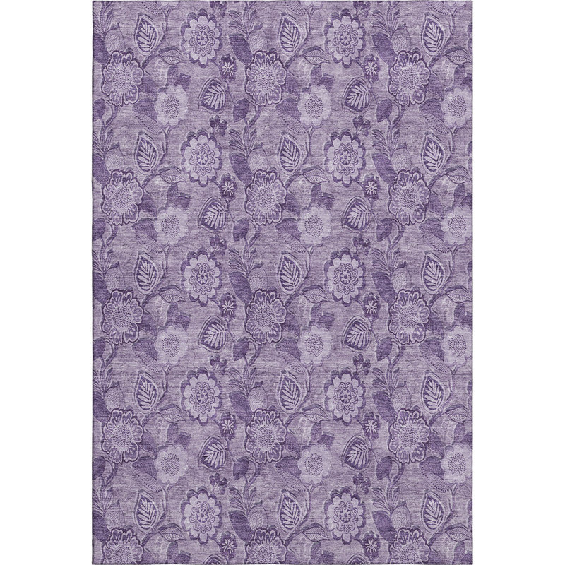 Premium Machine Washable Ralston AMF1939 Floral Rug, Rectangle 8' x 10'