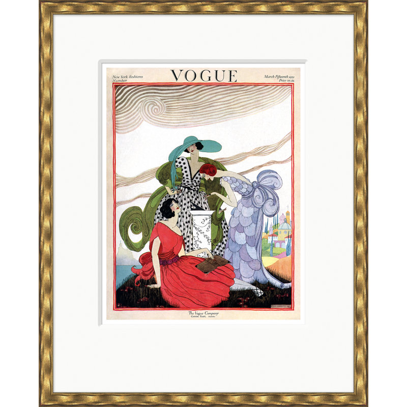 Vogue Cover, New York Fashions, Helen Dryden, March 15, 1921 Print by Helen Dryden, Gold