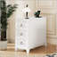 Table de bout élégante avec 3 tiroirs, 2 tablettes ouvertes et une station de charge pour la chambre à coucher et le coin-1282832228