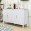 Élégant buffet à 4 portes avec tablettes dissimulées, tablettes réglables et crochets latéraux-1364883728