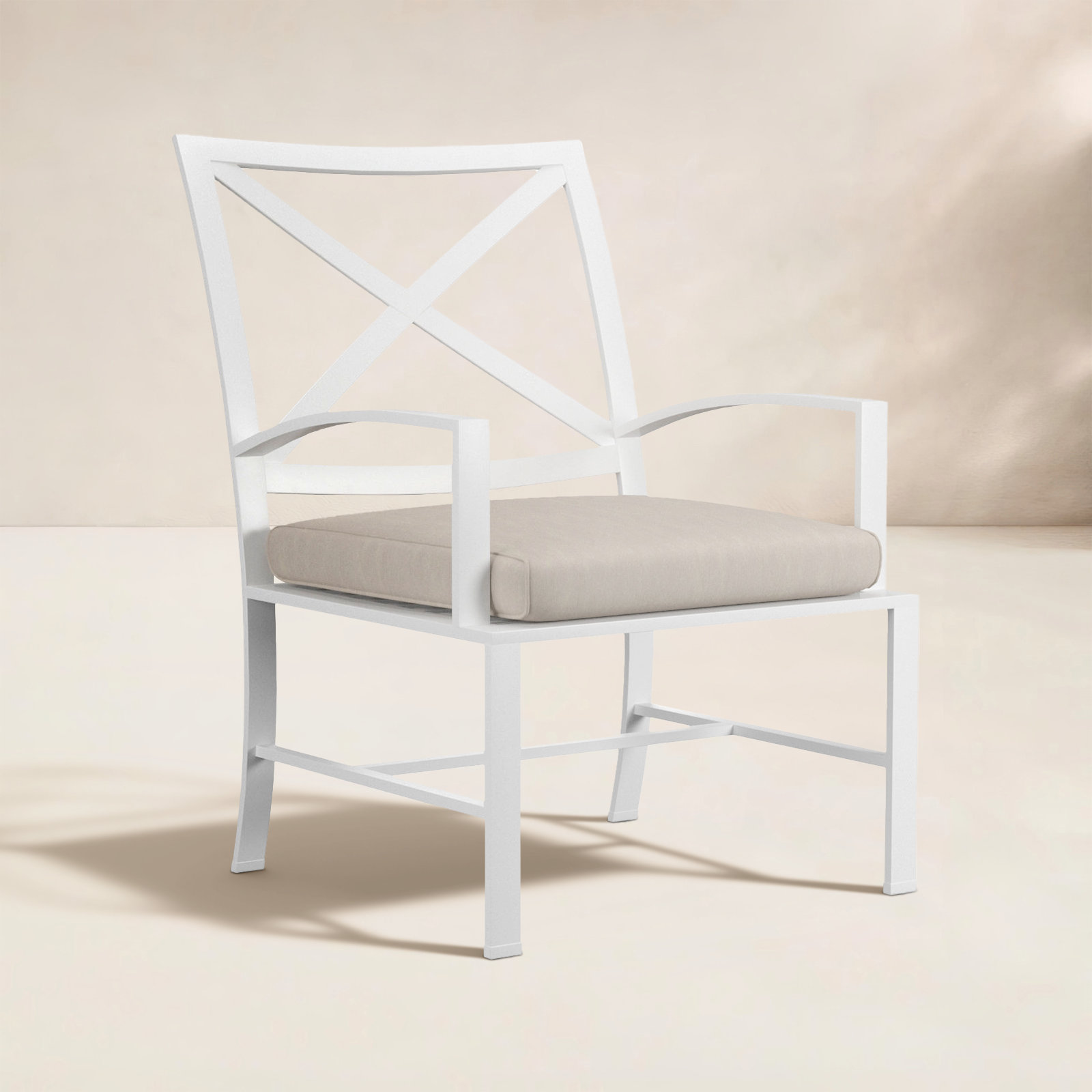 Bristol Premium All-Weather Wicker Outdoor Dining Armchair with Sunbrella® Cushion, Canvas Flax Sunbrella® Canvas