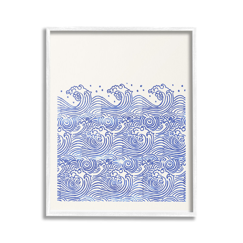 Abstrait, courbes, vagues encadrées, estampe numérique par Marie le Moal, Estampe numérique encadrée blanc bord de mer