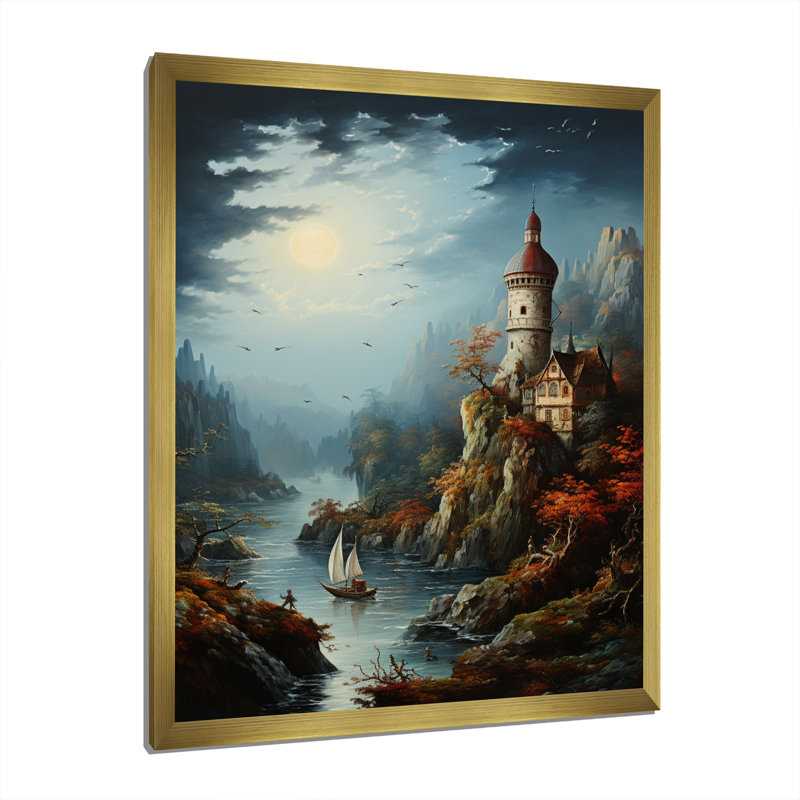 «Castles With The Fall», art mural sur toile, H 44 po x l 34 po x P 1,5 po, Cadre doré à une seule photo