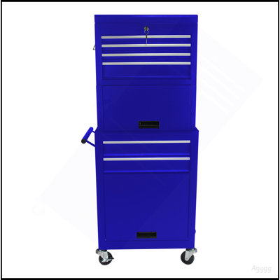 Tool Cabinet on Wheels, 6-Drawer Lockable Rolling Tool Chest w/ 4 Universal Wheels, 2 in 1 Detachable Tool Box Storage Organizer for Garage Workshop Repair Shop,BLUE