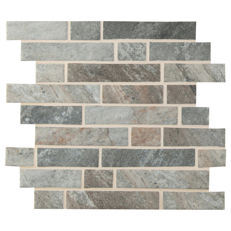 Montessa Sora Interlocking 12 in. x 12 in. Glossy Glass Mosaic Floor and Wall Tile