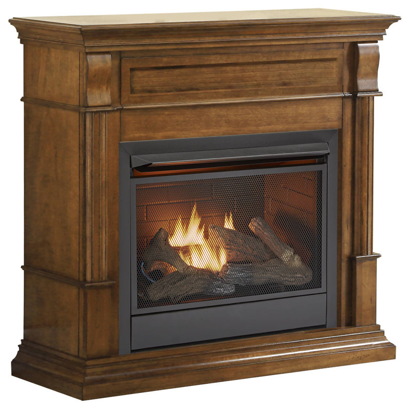 Duluth Forge Dual Fuel Ventless Gas Fireplace With Mantel, Apple Spice
