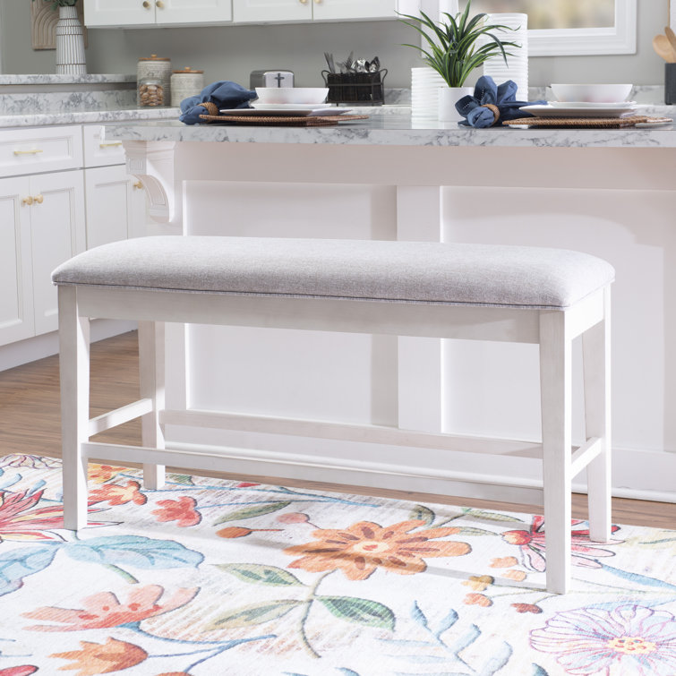 Nahumveer Solid Wood Counter Height Upholstered Bench