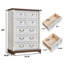 Commode 7 tiroirs pour chambre à coucher avec base en bois et bordure montante