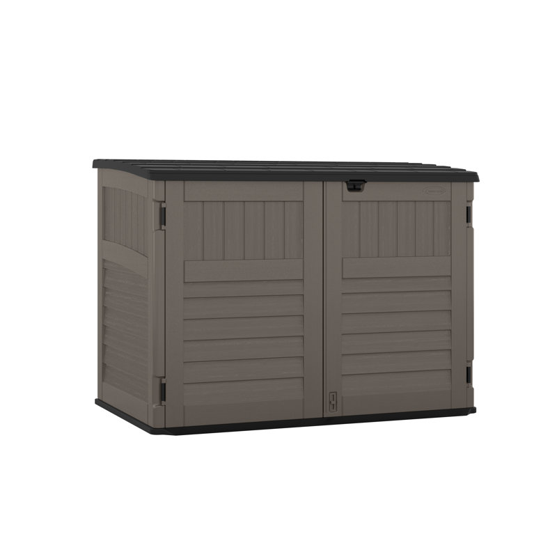 Suncast 70.5 in. W x 44.25 in. D Resin Horizontal Storage Shed for Trash Can Storage. Made in the USA, Stoney