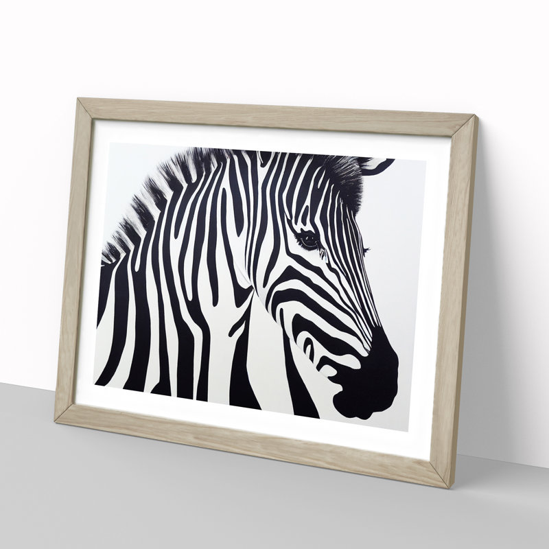 Zebra Portrait Vol.1 - Framed Print, 46cm H x 64cm W x 2cm D, Oak