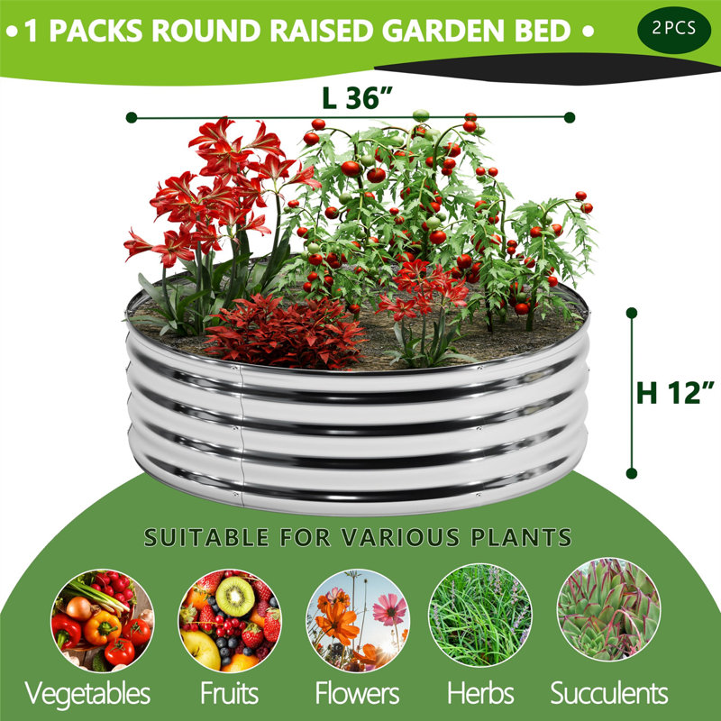 2Pcs Galvanized Raised Stedman Kit,Vegetable Boxes- Metal Flower Box,Large Planter Raised Beds Outdoor Garden For Planting,Fruit