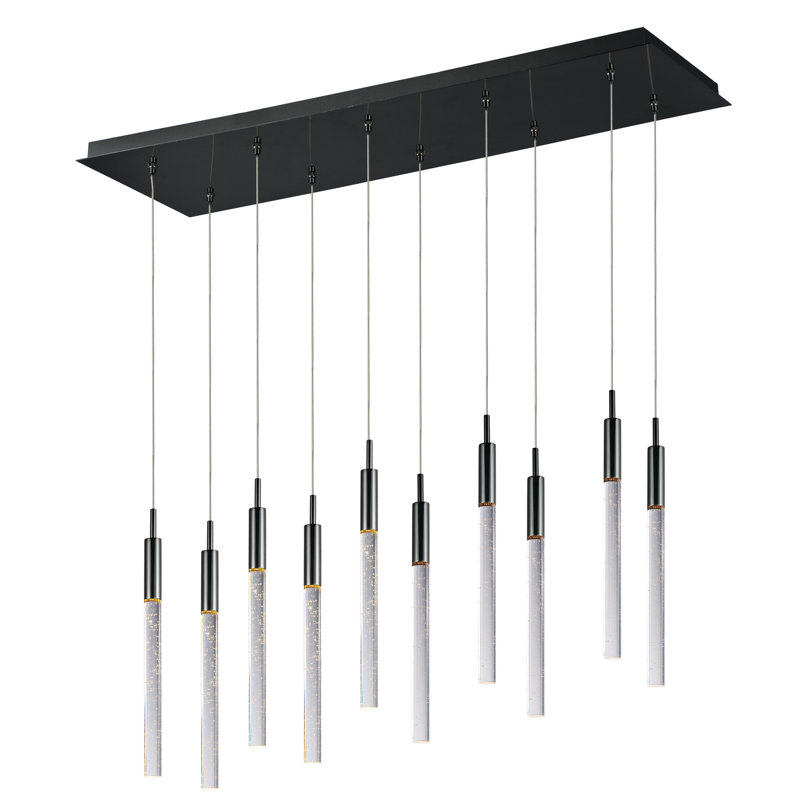 Luminaire suspendu pour îlot de cuisine 10 lumières à del cylindrique Delafuente, Blanc