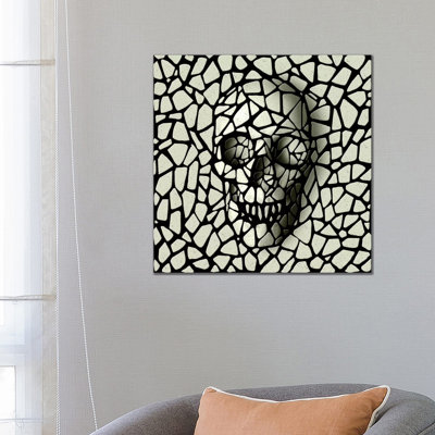 Mosaic Skull Mono by Ali Gulec - Wrapped Canvas Print