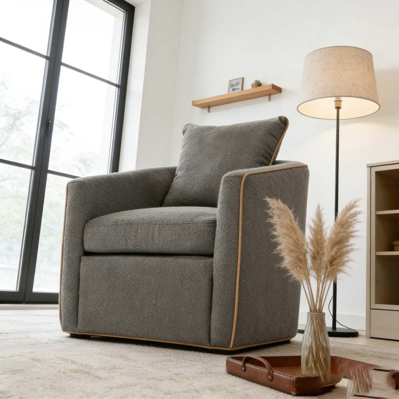 Fauteuil pivotant rembourré Fauteuil club, Gris clair