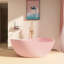 63" W X 37'' D Freestanding Acrylic Double Slipper Bathtub Matte Pink Soaking Tub Stand Alone Modern Bathroom Tub with Integrated Overflow & Centre Drain-120880536