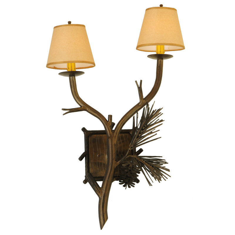 Rustic Lodge Candle Wall Light, 26" H x 16" W x 7" D