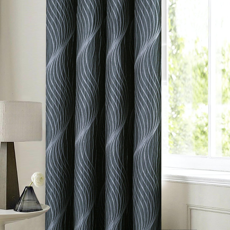 Audrienne Pencil Pleat Room Darkening Curtain Pair, Charcoal, Width 229 x Drop 229cm