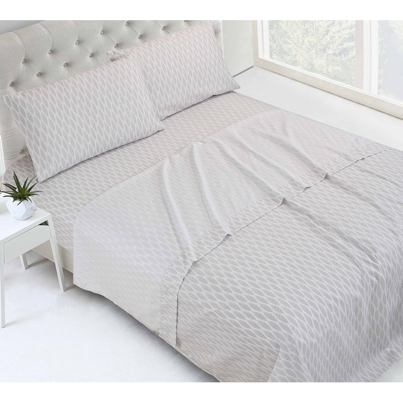 Ensemble de draps en microfibre de haute qualité Swift Home, Ensemble de draps pour très grand lit avec 2 taie, Floral blanc