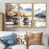 Toile avec cadre flottant or