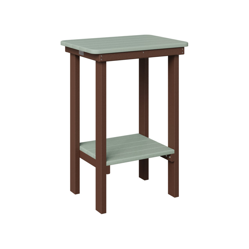 Berlin Gardens Rectangular End Counter Table, Seafoam, Chocolate Brown