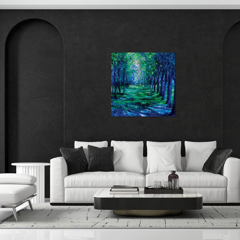 " Blue Evergreens " by Iris Scott, 24" H x 24" W x 0.25" D