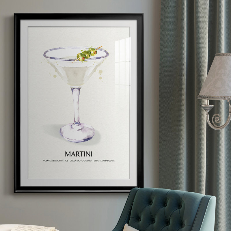 Martini - peinture encadrée, Noir, H 30,5 po x l 42,5 po x P 1,5 po