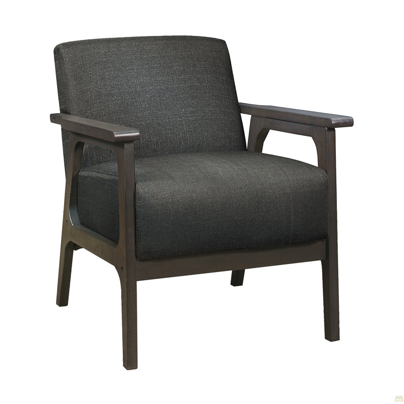 Chaise d'appoint rembourrée en tissu gris foncé 1pc, Gris foncé
