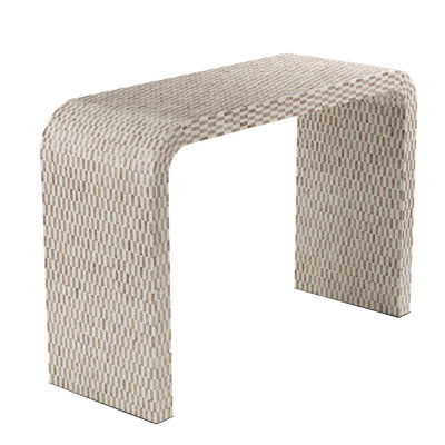 Cole and Grey Capiz Shell Handmade Mosaic Inlay Cream Living Room Console Table