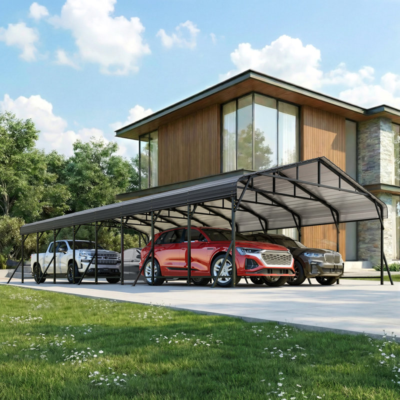 20 Ft. W X 40 Ft. D Heavy Duty Carport With Galvanized Steel Roof