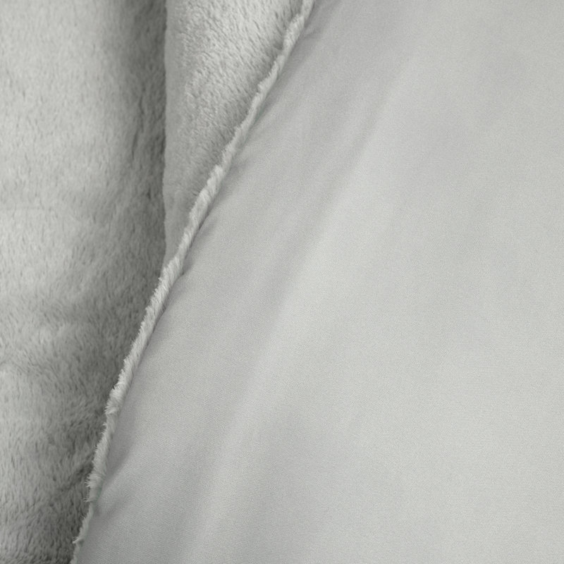 Farmhouse Color Block Faux Fur Microfiber 3 Piece Comforter Set, Light Gray, King
